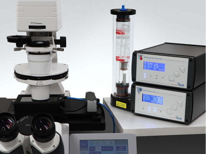 ibidi stage top incubator slidedish co2o2 silver line