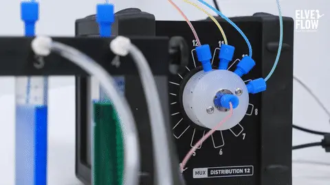 Mux Distribution Valve, fluid switching in a microfluidic chip